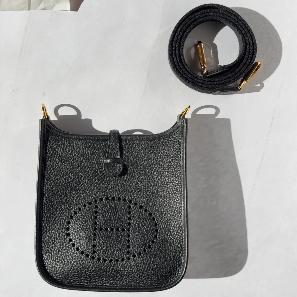 2024 Hermes Black Clemence Mini Evelyne TPM GHW